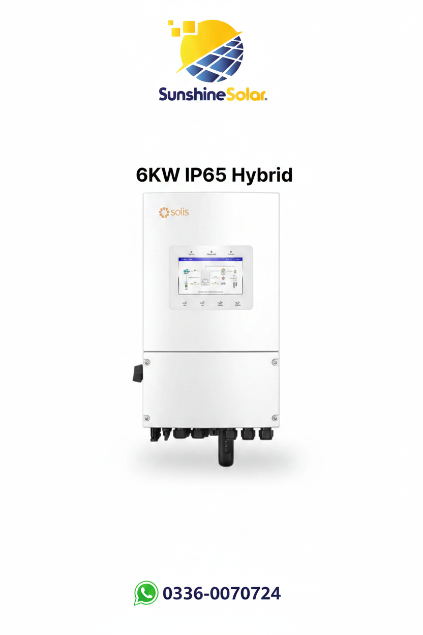 Solis 6KW IP66 L Plus Hybrid Solar Inverter with Sunshine Solar branding